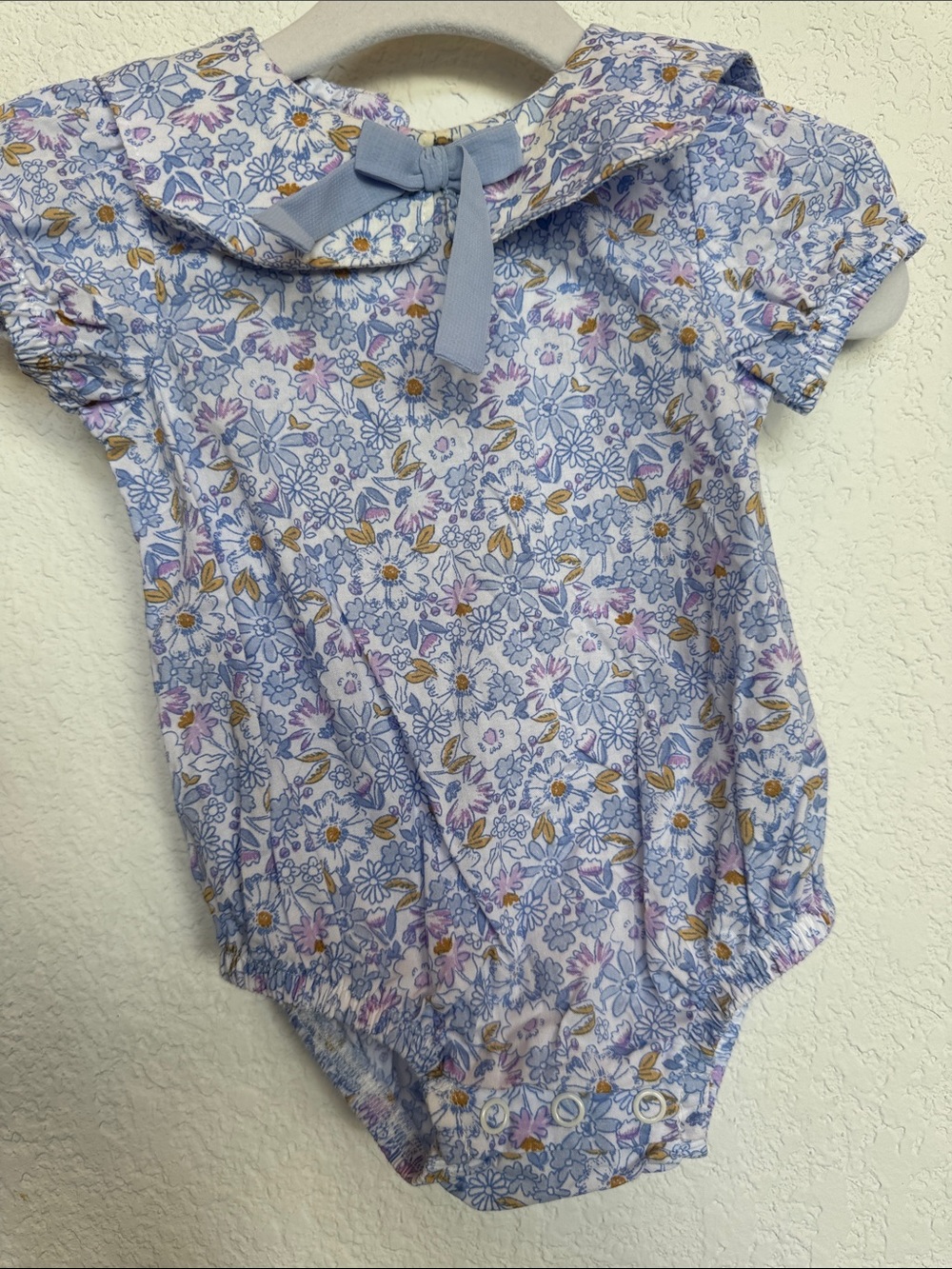 Carter's Lavender Floral One-Piece with Bow